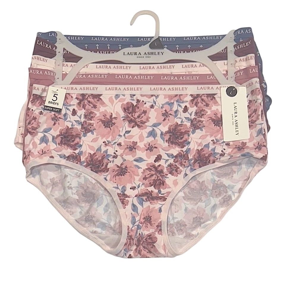 LAURA ASHLEY 5 Pack Floral Super Soft Stretch Panties Briefs NWT Large
